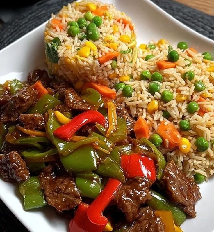 vegetable pepper rice with goat meat vegetable pepper rice with goat meat