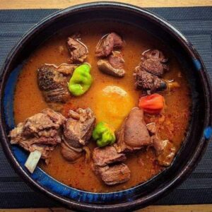 fufu with light soup / groundnut soup