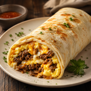cheesy egg beef wrap (juice included)