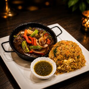 fried rice with beef sauce